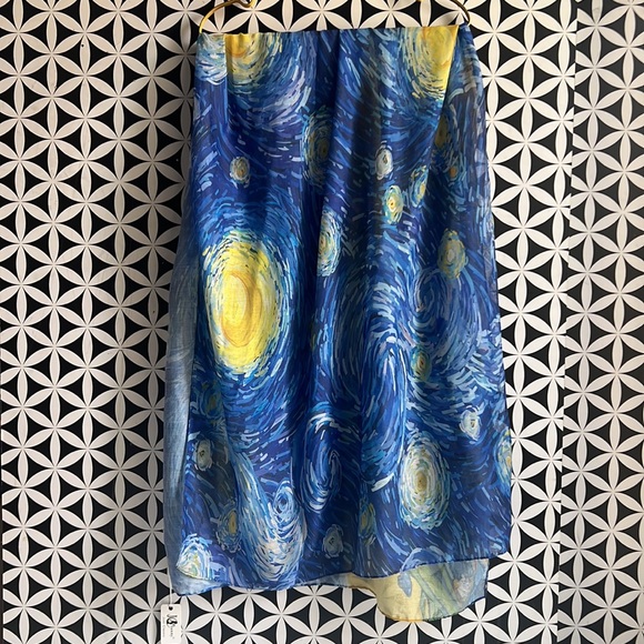 Blue-Yellow Starry Night &
Irises Scarf/Body wrap - Picture 4 of 9